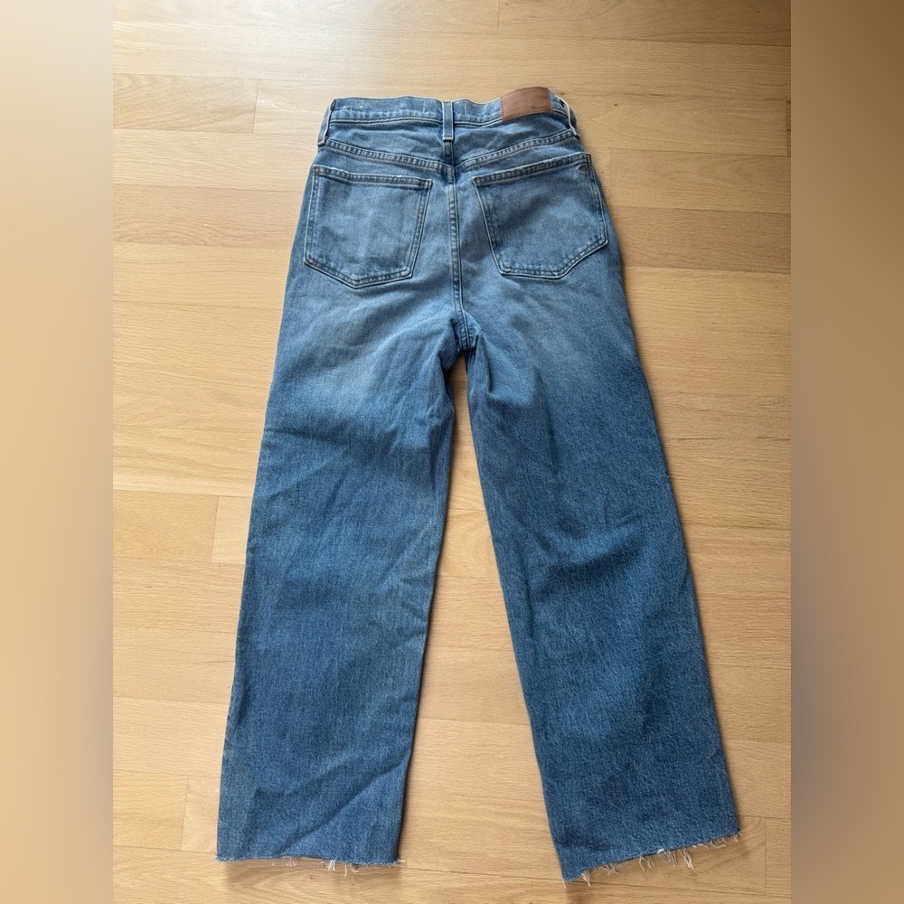 Madewell Perfect Vintage Wide Leg Jeans High Rise Raw Hem Size 25 - Picture 5 of 11